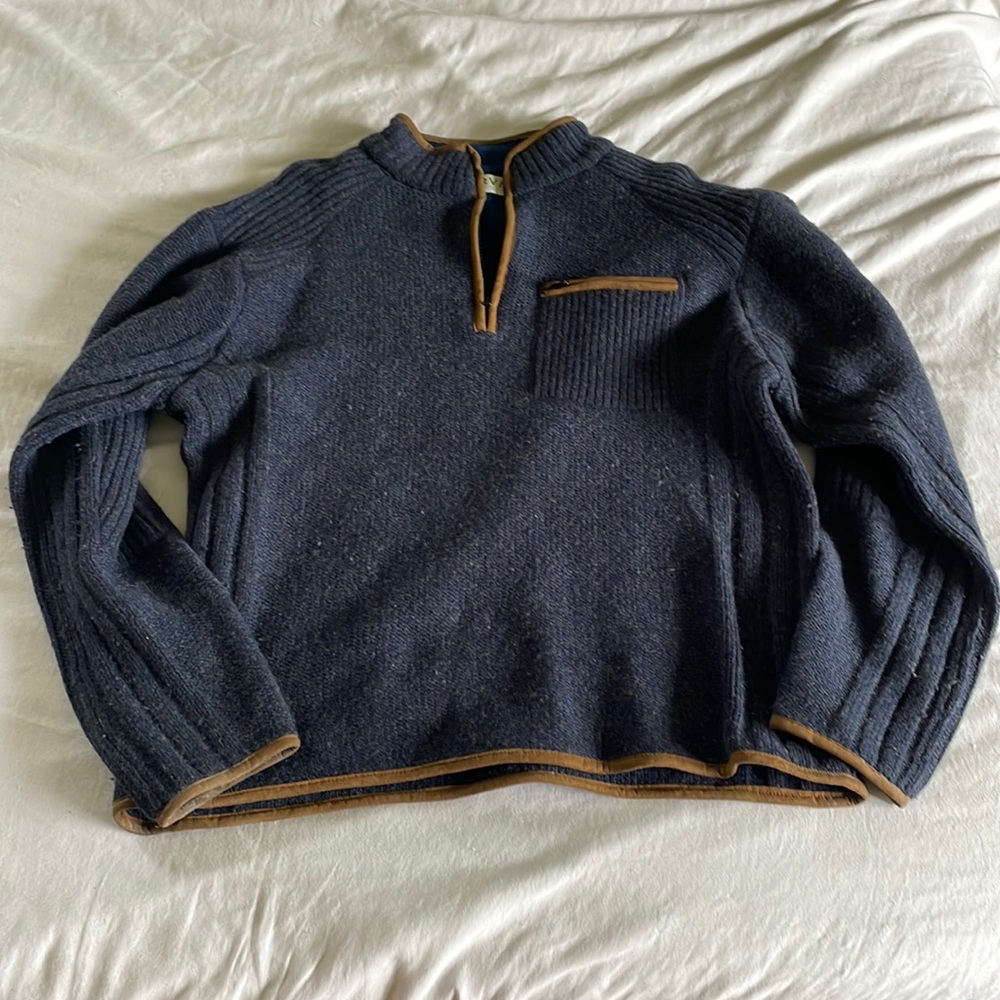 Orvis, Collar Zip Up Sweater, Men’s Size Large, Two Shades Of Blue